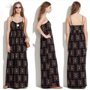 Madewell Black spaghetti string maxi  Dress with Multicolor Details